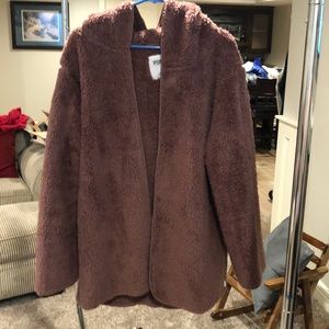 Pink Victoria’s Secret hooded Sherpa jacket